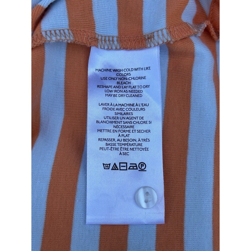 Maeve by Anthropologie Orange/Grey Slvless Crop Top Striped Keyhole Button Back - Picture 4 of 5